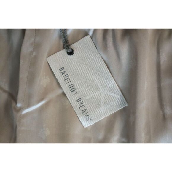 Barefoot Dreams Women Sz M Stone Scattered Paisleys Washed Satin Wide Leg Pants - Picture 4 of 10